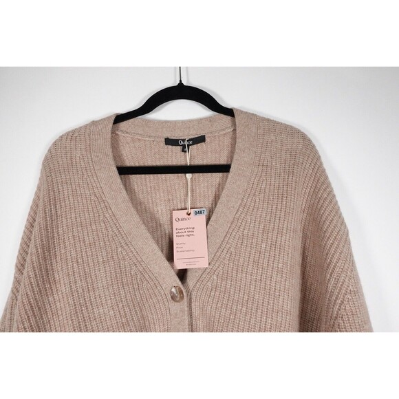 New Quince Oatmeal Beige Mongolian Cashmere Oversized Boyfriend Cardigan S 0487 - Picture 5 of 10
